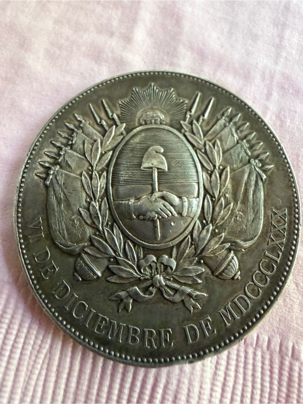 1880 Argentina Buenos Aires Historical silver Commemorative Medal
